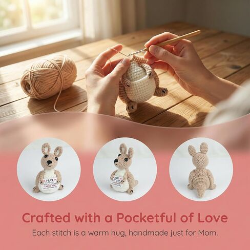 Mothers Day Anniversary Birthday Gifts for Mom from Daughter Son, Best Mum Ever Stuff for Stepmom Bonus Mummy Mother in Law, Handmade Crochet Kangaroo Plush Stuffed, Funny I Love You Moms Cute Decor in Saudi Arabia