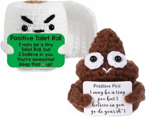 Positive Crochet Gag Toilet Paper Emotional Inspirational Support Poop Christmas Birthday Gifts for Women Men Friend Coworker Funny Small Handmade Cute Stuff Office Desk Decor in Saudi Arabia