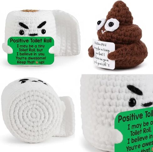 Positive Crochet Gag Toilet Paper Emotional Inspirational Support Poop Christmas Birthday Gifts for Women Men Friend Coworker Funny Small Handmade Cute Stuff Office Desk Decor in Saudi Arabia