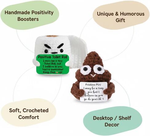 Positive Crochet Gag Toilet Paper Emotional Inspirational Support Poop Christmas Birthday Gifts for Women Men Friend Coworker Funny Small Handmade Cute Stuff Office Desk Decor in Saudi Arabia