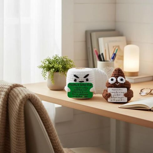 Positive Crochet Gag Toilet Paper Emotional Inspirational Support Poop Christmas Birthday Gifts for Women Men Friend Coworker Funny Small Handmade Cute Stuff Office Desk Decor in Saudi Arabia