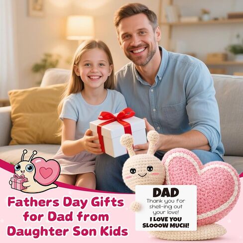 Dad Gifts from Daughter Son,Fathers Day Birthday Gift for Dad,Step First Time Bonus New Daddy Father in Law Papa Gifts,Cute Crochet Pink Snail Ornament in Saudi Arabia
