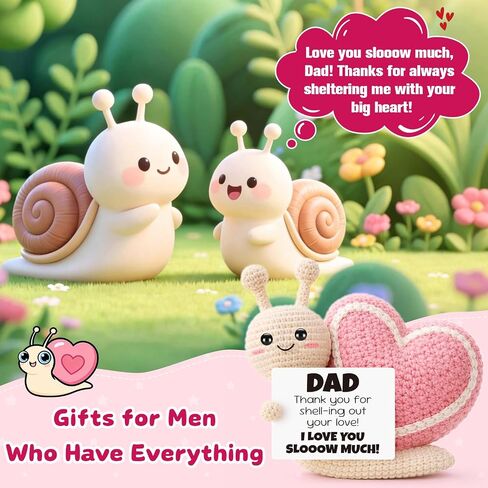 Dad Gifts from Daughter Son,Fathers Day Birthday Gift for Dad,Step First Time Bonus New Daddy Father in Law Papa Gifts,Cute Crochet Pink Snail Ornament in Saudi Arabia