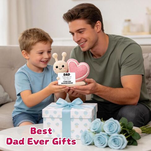 Dad Gifts from Daughter Son,Fathers Day Birthday Gift for Dad,Step First Time Bonus New Daddy Father in Law Papa Gifts,Cute Crochet Pink Snail Ornament in Saudi Arabia