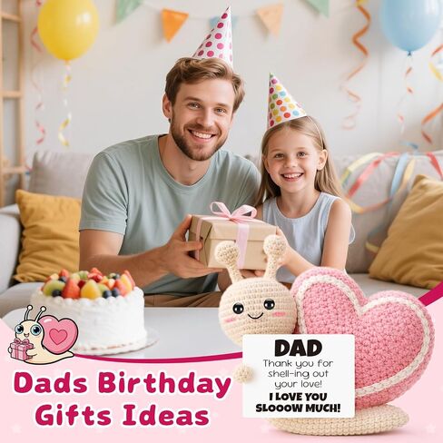 Dad Gifts from Daughter Son,Fathers Day Birthday Gift for Dad,Step First Time Bonus New Daddy Father in Law Papa Gifts,Cute Crochet Pink Snail Ornament in Saudi Arabia