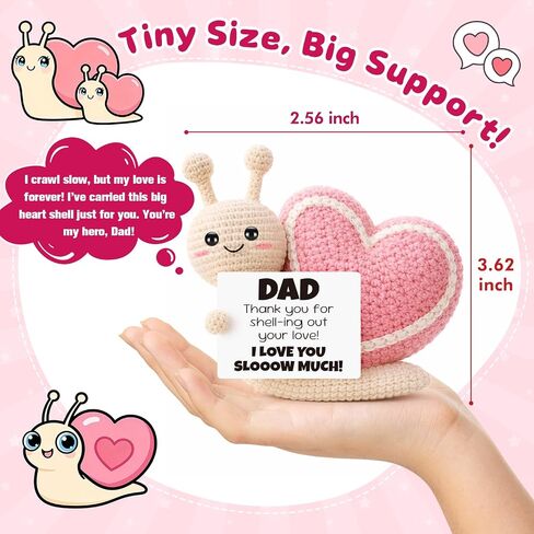 Dad Gifts from Daughter Son,Fathers Day Birthday Gift for Dad,Step First Time Bonus New Daddy Father in Law Papa Gifts,Cute Crochet Pink Snail Ornament in Saudi Arabia