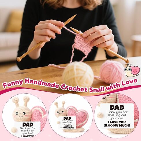 Dad Gifts from Daughter Son,Fathers Day Birthday Gift for Dad,Step First Time Bonus New Daddy Father in Law Papa Gifts,Cute Crochet Pink Snail Ornament in Saudi Arabia