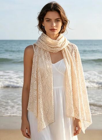 Women's Lace Wrap Shawl with Rhinestone,Floral Pattern Scraf,Lightweight Sheer Wrap Cover-Up for Evening Wedding Formal Event in Saudi Arabia