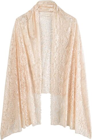 Women's Lace Wrap Shawl with Rhinestone,Floral Pattern Scraf,Lightweight Sheer Wrap Cover-Up for Evening Wedding Formal Event in Saudi Arabia