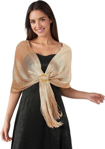 CHUNG Women Shawls Sparkling Metallic Wraps with Tassel 78″x17 Formal for Evening Dresses Party Wedding in Kuwait