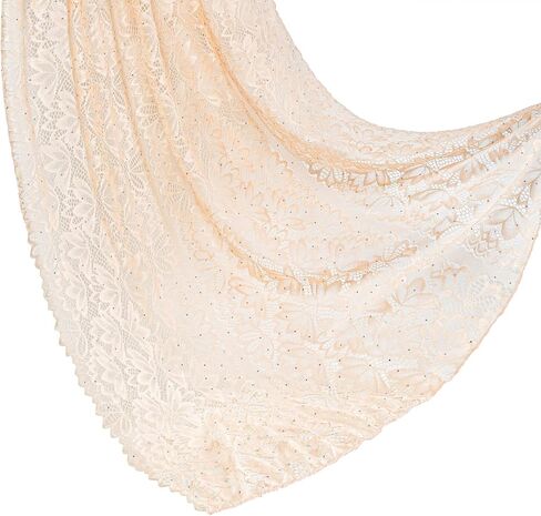 Women's Lace Wrap Shawl with Rhinestone,Floral Pattern Scraf,Lightweight Sheer Wrap Cover-Up for Evening Wedding Formal Event in Saudi Arabia
