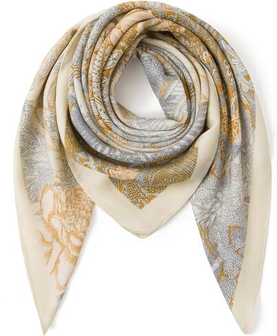 Wool Feel Square Scarf Wrap - Featherlight & Wrinkle-Free, 35"x35" Shawl for Travel & Office. Ready-to-Gift. in Saudi Arabia