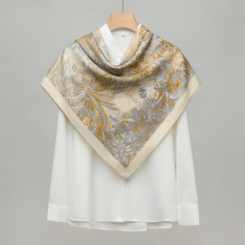 Wool Feel Square Scarf Wrap - Featherlight & Wrinkle-Free, 35"x35" Shawl for Travel & Office. Ready-to-Gift. in Saudi Arabia