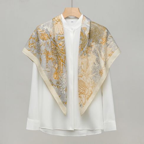Wool Feel Square Scarf Wrap - Featherlight & Wrinkle-Free, 35"x35" Shawl for Travel & Office. Ready-to-Gift. in Saudi Arabia