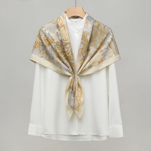 Wool Feel Square Scarf Wrap - Featherlight & Wrinkle-Free, 35"x35" Shawl for Travel & Office. Ready-to-Gift. in Saudi Arabia