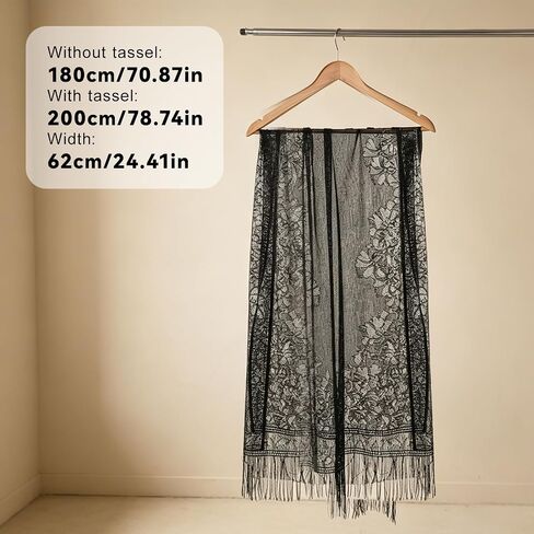 2 Pcs Lace Scarf Shawl for Women, Elegant Soft Scarf Bridal Scarve for Evening Dress, Wedding Bridal Stole, Lightweight Mesh Shawl For Party, White And Black in Saudi Arabia