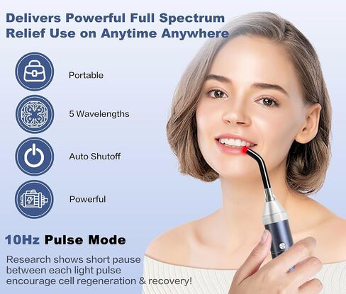 Infrared Red Light Therapy Device for Joints & Muscles Pain Relief, 460:630:660:850:900nm Cold Sore Canker Fever Treat, Portable Near Infrared Wand for Face & Body Mouth Nose Effective 2 in 1 Modes in Saudi Arabia