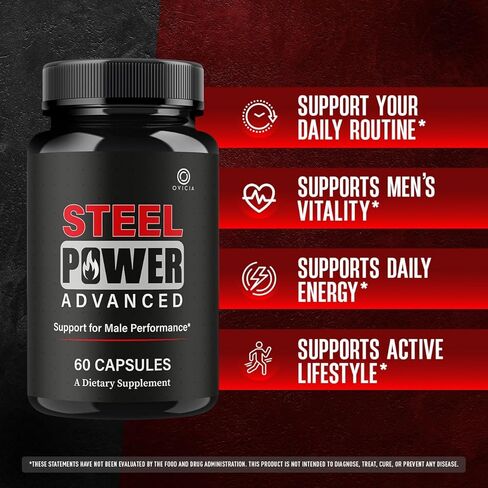 Steel Power - Steel Power Pills All Natural Maximum Strength, Daily SteelPower Capsules Premium Advanced Support Formula for Overall Health & General Wellness, 60 Capsules for 1 Month in Saudi Arabia