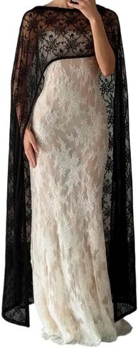Women’s Sheer Floral Lace Cape Shawl for Evening Dress Lace Shawl Cape Poncho Top Capelets Elegant Bridal Wrap Capelet in Kuwait