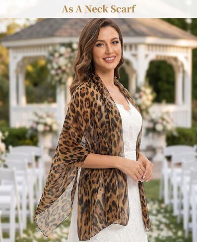 2PCS Leopard Scarf, Cheetah Print Shawls and Wraps for Womens Hijab Scarf Voile Sheer Beach Scarves Sunscreen Sil k Head Shawl in Saudi Arabia