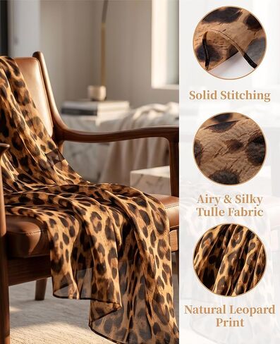 2PCS Leopard Scarf, Cheetah Print Shawls and Wraps for Womens Hijab Scarf Voile Sheer Beach Scarves Sunscreen Sil k Head Shawl in Saudi Arabia