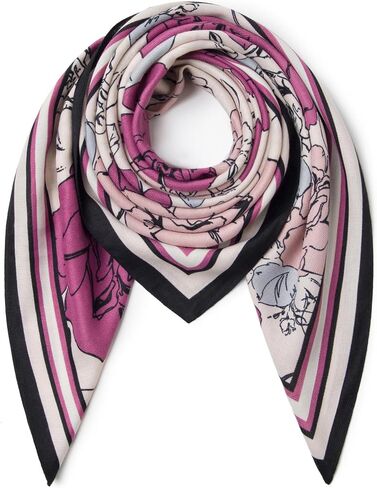 Wool Feel Square Scarf Wrap - Featherlight & Wrinkle-Free, 35"x35" Shawl for Travel & Office. Ready-to-Gift. in Saudi Arabia