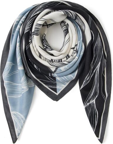 Wool Feel Square Scarf Wrap - Featherlight & Wrinkle-Free, 35"x35" Shawl for Travel & Office. Ready-to-Gift. in Saudi Arabia