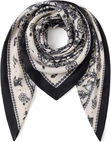 Wool Feel Square Scarf Wrap - Featherlight & Wrinkle-Free, 35"x35" Shawl for Travel & Office. Ready-to-Gift. in Saudi Arabia