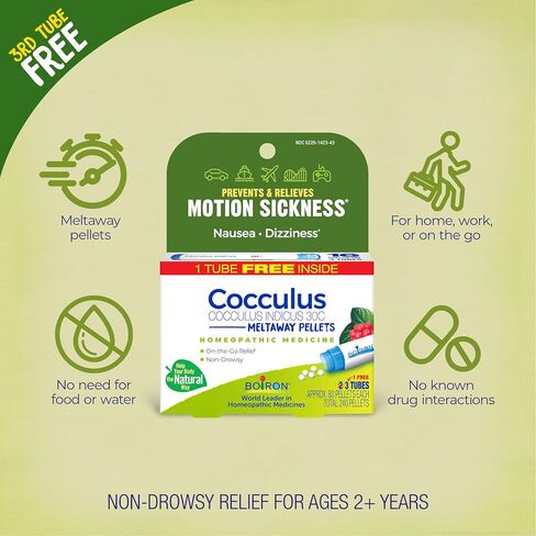 Boiron Cocculus Indicus 30C Homeopathic Medicine for Motion Sickness Relief, Nausea and Dizziness - 3 Count (240 Pellets) in Saudi Arabia
