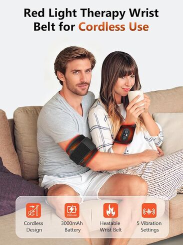 Red Light Therapy for Hands Wrist with Heat & Massage, FSA/HSA Eligible, 3000mAh Controller, Infrared Light Heated Wrist Brace, Therawrap for Carpal Tunnel, Ankle, Foot Joint in Saudi Arabia