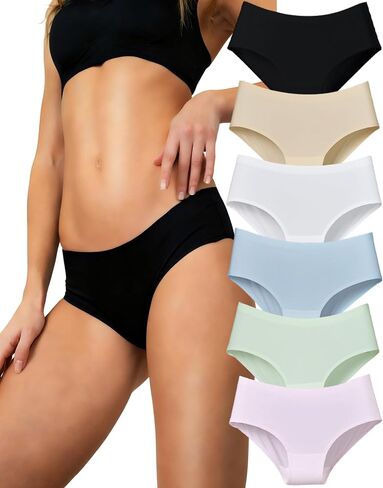 JINGRULIU 6 Pack Womens Underwear Seamless Hipster Panties Full Coverage No Show Underwear Invisible Briefs in Saudi Arabia