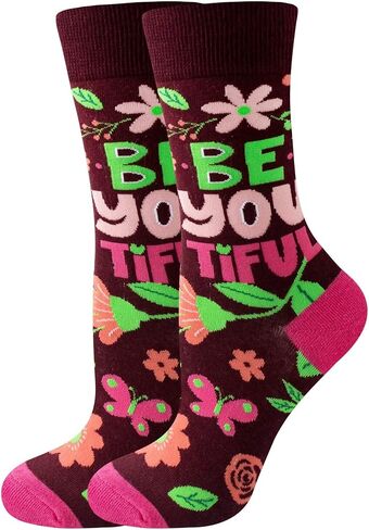 Women Colourful fun Socks,Ladies Crew Cute Combed cotton animal cat flowers fruit socks,Novelty Gag Gifts for Women in Saudi Arabia