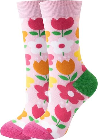 Women Colourful fun Socks,Ladies Crew Cute Combed cotton animal cat flowers fruit socks,Novelty Gag Gifts for Women in Saudi Arabia