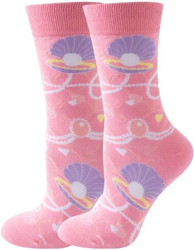 Women Colourful fun Socks,Ladies Crew Cute Combed cotton animal cat flowers fruit socks,Novelty Gag Gifts for Women in Saudi Arabia