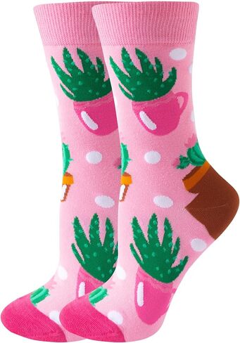 Women Colourful fun Socks,Ladies Crew Cute Combed cotton animal cat flowers fruit socks,Novelty Gag Gifts for Women in Saudi Arabia