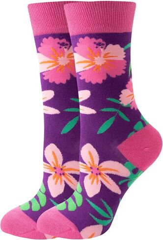 Women Colourful fun Socks,Ladies Crew Cute Combed cotton animal cat flowers fruit socks,Novelty Gag Gifts for Women in Saudi Arabia