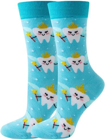 Women Colourful fun Socks,Ladies Crew Cute Combed cotton animal cat flowers fruit socks,Novelty Gag Gifts for Women in Saudi Arabia