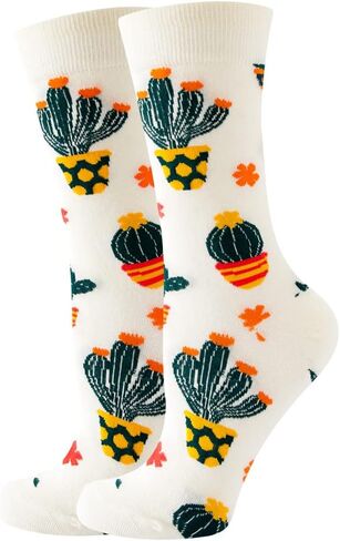 Women Colourful fun Socks,Ladies Crew Cute Combed cotton animal cat flowers fruit socks,Novelty Gag Gifts for Women in Saudi Arabia