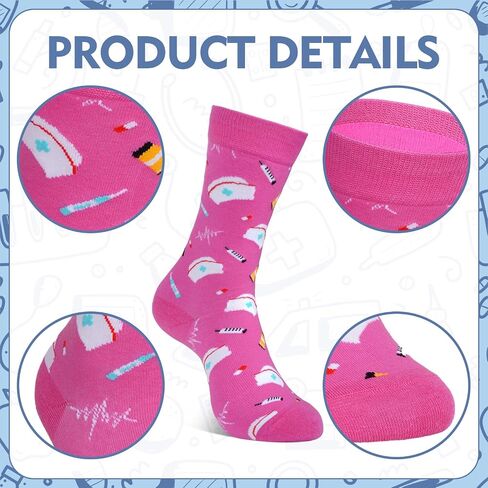 Ishua 2 Pairs Nurse Socks Women Funny Novelty Ankle Socks Blue and Pink Nurse Week Gifts for Doctor & Nurse Appreciation Present in Saudi Arabia