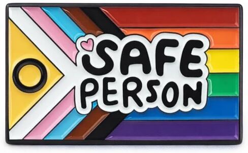 Rainbow Flag Pin - Funny Pins Warm Brooch with Safe Person for Backpacks, Jackets, Hats. Mental Health Support Symbol Brooches Gift for Girls, Friends, Students, Adults in Kuwait