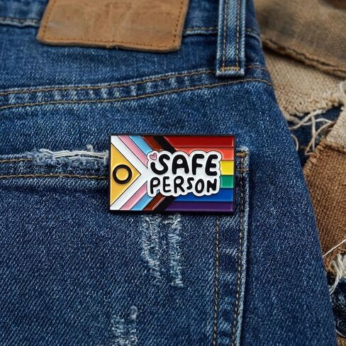Rainbow Flag Pin - Funny Pins Warm Brooch with Safe Person for Backpacks, Jackets, Hats. Mental Health Support Symbol Brooches Gift for Girls, Friends, Students, Adults in Kuwait
