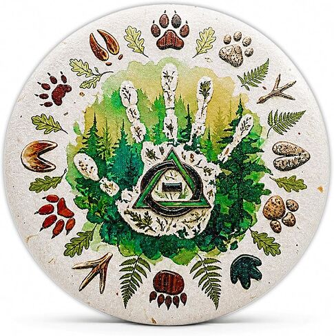 Therian Button Badge 2.3in, Therian Pride Symbol Pin with Wolf Fox Cat Paw Prints, Forestcore Nature Woodland Backpack Jacket Accessory, Gift for Therian Community in Saudi Arabia