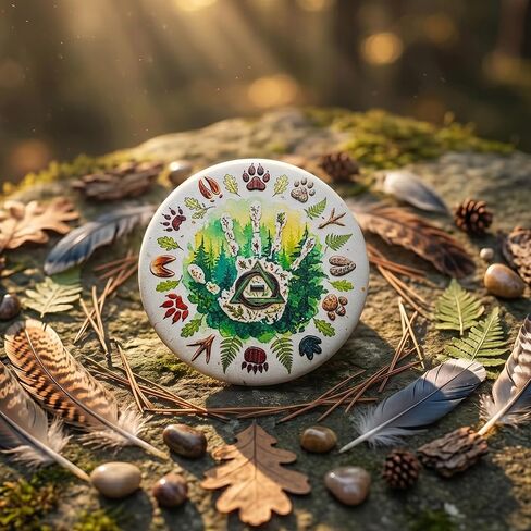 Therian Button Badge 2.3in, Therian Pride Symbol Pin with Wolf Fox Cat Paw Prints, Forestcore Nature Woodland Backpack Jacket Accessory, Gift for Therian Community in Saudi Arabia