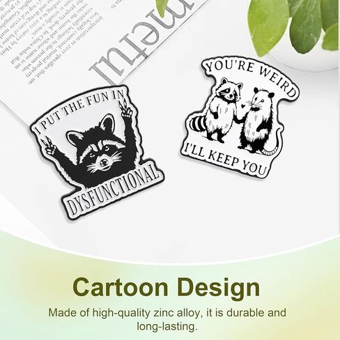 2 Pcs Funny Enamel Pins, I Put The Fun In Dysfunctional and Possum Raccoon Couple Pin Brooch, Funny Pins for Adults, Bag,Backpack,Jacket in Saudi Arabia