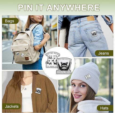 2 Pcs Funny Enamel Pins, I Put The Fun In Dysfunctional and Possum Raccoon Couple Pin Brooch, Funny Pins for Adults, Bag,Backpack,Jacket in Saudi Arabia