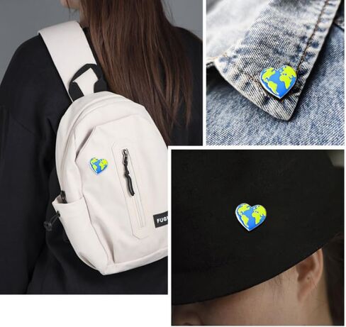 12Pcs Earth Enamel Pin, Protect the Earth Heart Pin, Earth Day Promotional Badge in Saudi Arabia