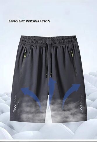 Men's 3 Pack Quick Dry Gym Shorts with Zipper Pockets Athletic Running Workout Casual Active Shorts Black Blue Grey in Kuwait