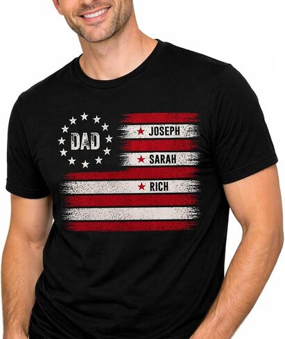 Personalized Papa Shirt for Dad & Grandpa, Custom Kids Names American Flag T Shirt, for Dad, Daddy Birthday Gift for Him, Matching Family Shirt, Custom Father Shirt in Saudi Arabia