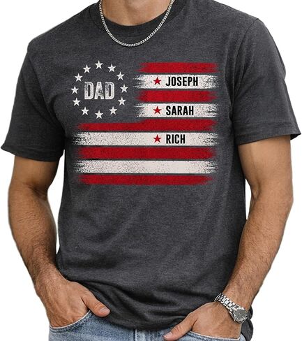 Personalized Papa Shirt for Dad & Grandpa, Custom Kids Names American Flag T Shirt, for Dad, Daddy Birthday Gift for Him, Matching Family Shirt, Custom Father Shirt in Saudi Arabia
