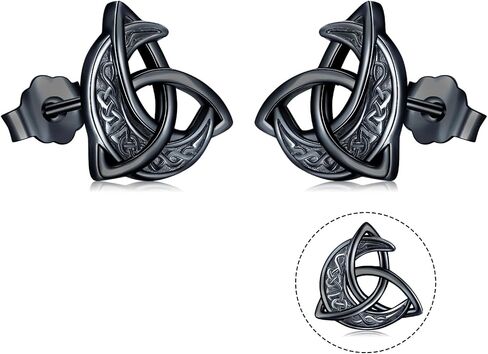 Black Celtic Moon Earrings Crescent Celtic Knot Good Luck Irish gifts for Women Men in Saudi Arabia